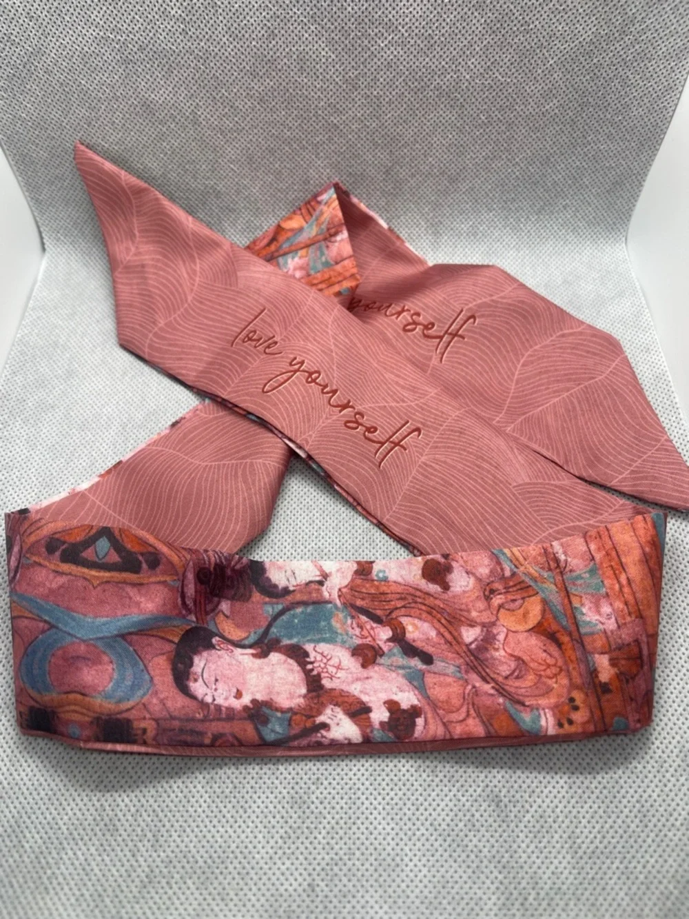 Scarf Wrap in Dusty Rose with Multicolor Print
